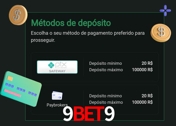 O cassino 9bet9 oferece uma grande variedade de métodos de pagamento